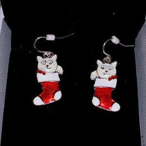 Christmas earrings cat